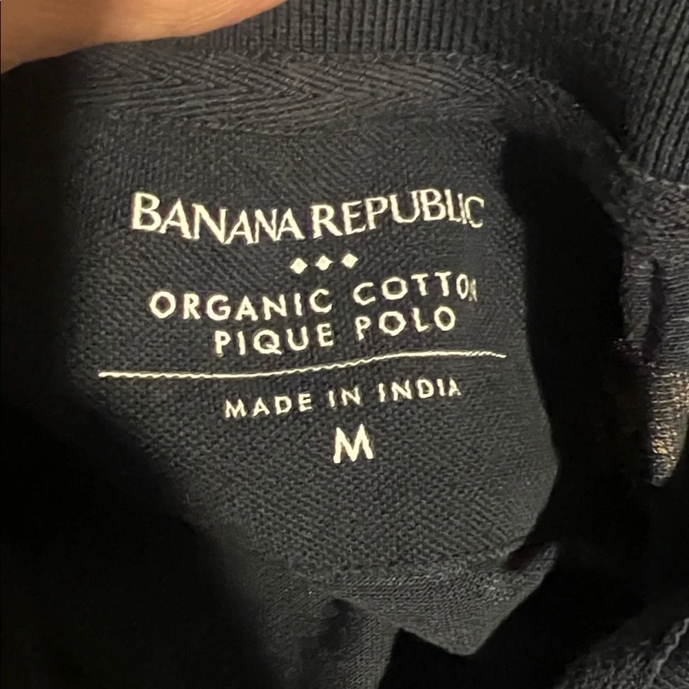 Banana Republic Organic Cotton Tropical Floral Polo Shirt Navy Blue Hawaiian
